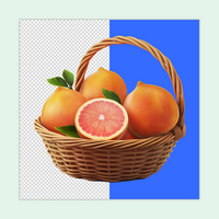 Bunch of Grapefruit in a basket isolated on a transparent background psd
