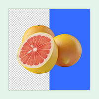 A fresh Grapefruit with a half cut Slice isolated on a transparent background psd