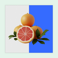 A fresh Grapefruit with a half cut Slice isolated on a transparent background psd