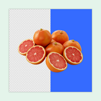 A fresh Grapefruit with a half cut Slice isolated on a transparent background psd
