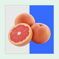 A fresh Grapefruit with a half cut Slice isolated on a transparent background psd