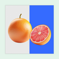 A fresh Grapefruit with a half cut Slice isolated on a transparent background psd