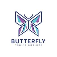 Abstract minimalist colorful butterfly logo design. vector
