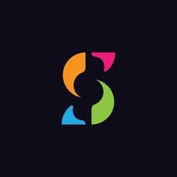 Abstract initial letter s with stylish shape and colorful logo concept. vector