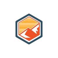 Abstract mountain logo design with minimalist geometric shape concept. vector