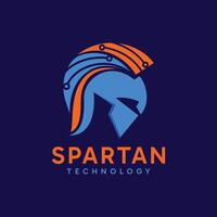 Spartan Technology logo design. Abstract Spartan mask combine with tech line element vector