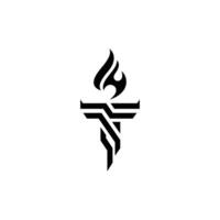 Torch with burning fire logo design with abstract minimalist design concept. vector