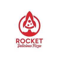 Rocket Pizza logo design. Abstract Minimalist Rocket combine with Pizza slice concept vector
