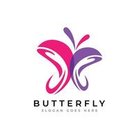 Abstract minimalist colorful butterfly logo design. vector