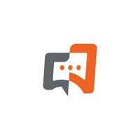 Minimalist square chat bubble logo design. Abstract symbol icon illustration. vector