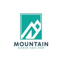 Abstract mountain logo design with minimalist geometric shape concept. vector
