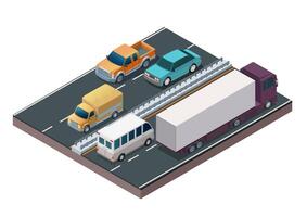 Isometric highway traffic vector