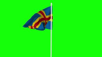 Aland Islands Flag Waving in Wind with Pole, 3D Rendering, Chroma Key, Luma Matte Black and White Selection of Flag video