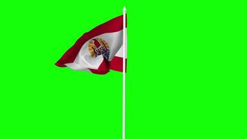 French Polynesia Flag Waving in Wind with Pole, 3D Rendering, Chroma Key, Luma Matte Black and White Selection of Flag video