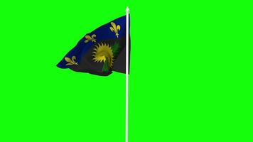 Guadeloupe Flag Waving in Wind with Pole, 3D Rendering, Chroma Key, Luma Matte Black and White Selection of Flag video