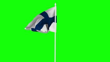 Finland Flag Waving in Wind with Pole, 3D Rendering, Chroma Key, Luma Matte Black and White Selection of Flag video