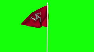 Isle of Man Flag Waving in Wind with Pole, 3D Rendering, Chroma Key, Luma Matte Black and White Selection of Flag video