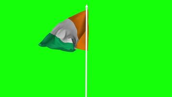 Ivory Coast Flag Waving in Wind with Pole, 3D Rendering, Chroma Key, Luma Matte Black and White Selection of Flag video