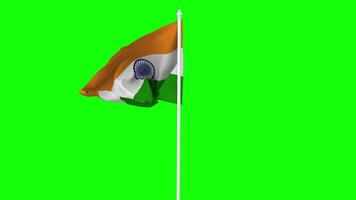 India Flag Waving in Wind with Pole, 3D Rendering, Chroma Key, Luma Matte Black and White Selection of Flag video