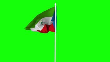 Equatorial Guinea Flag Waving in Wind with Pole, 3D Rendering, Chroma Key, Luma Matte Black and White Selection of Flag video