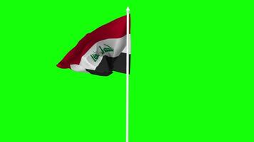 Iraq Flag Waving in Wind with Pole, 3D Rendering, Chroma Key, Luma Matte Black and White Selection of Flag video