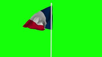 France Flag Waving in Wind with Pole, 3D Rendering, Chroma Key, Luma Matte Black and White Selection of Flag video