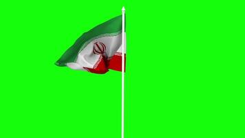 Iran Flag Waving in Wind with Pole, 3D Rendering, Chroma Key, Luma Matte Black and White Selection of Flag video