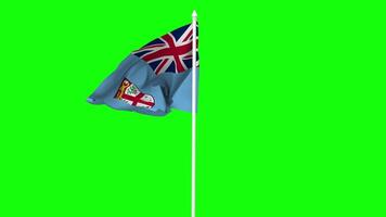 Fiji Flag Waving in Wind with Pole, 3D Rendering, Chroma Key, Luma Matte Black and White Selection of Flag video