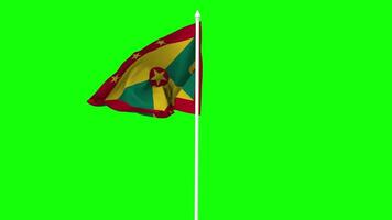 Grenada Flag Waving in Wind with Pole, 3D Rendering, Chroma Key, Luma Matte Black and White Selection of Flag video