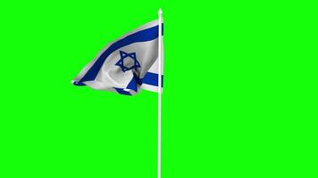 Israel Flag Waving in Wind with Pole, 3D Rendering, Chroma Key, Luma Matte Black and White Selection of Flag video
