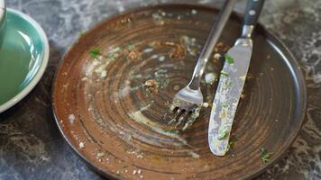 An empty dirty plate with a fork. video