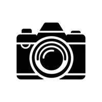 Retro Style DSLR Camera Silhouette - Ideal for Photography and Media Branding vector