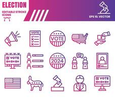Voting and Election gradient outline icon set . vector