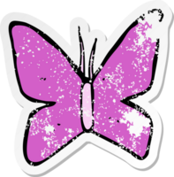 retro distressed sticker of a cartoon butterfly symbol drawing png