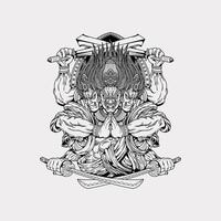 Japanese three evil yokai artwork illustration vector