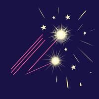 Light sparkler . Light sparkler stick, firework stick clipart. Party element. Birthday element. Flat in cartoon style isolated on dark background. vector