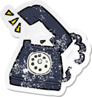 retro distressed sticker of a cartoon ringing telephone drawing png