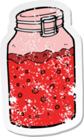 retro distressed sticker of a cartoon home made preserve drawing png