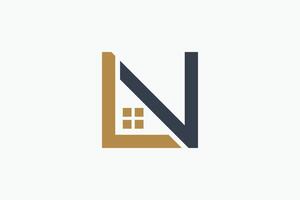 Initial L N Real Estate Logo. Simple Monogram Design Element Usable for Architecture, apartment, house, home, construction, Residential, Property Business Brand. vector