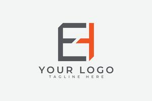 Letter E H logo. Minimal Monogram Square Geometric Alphabet Logotype Concept. Simple Flat Design Template for Technology, Branding, Business, Corporate, Company Identity Related with Initial E and H. vector