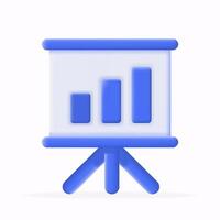 whiteboard with bar chart Tripod projection Perfect for presentations, reports, and analytics. data representation. 3d icon illustration vector