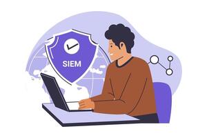 Security Information and Event Management Illustration Concept vector