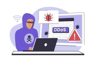 Hacker Ddos attack illustration concept vector