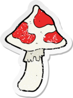 retro distressed sticker of a cartoon toadstool drawing png