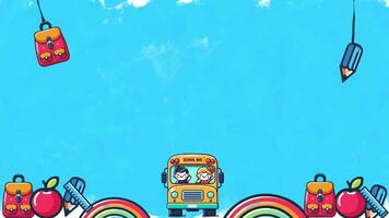 2d School bus animation. Animation for text template. video
