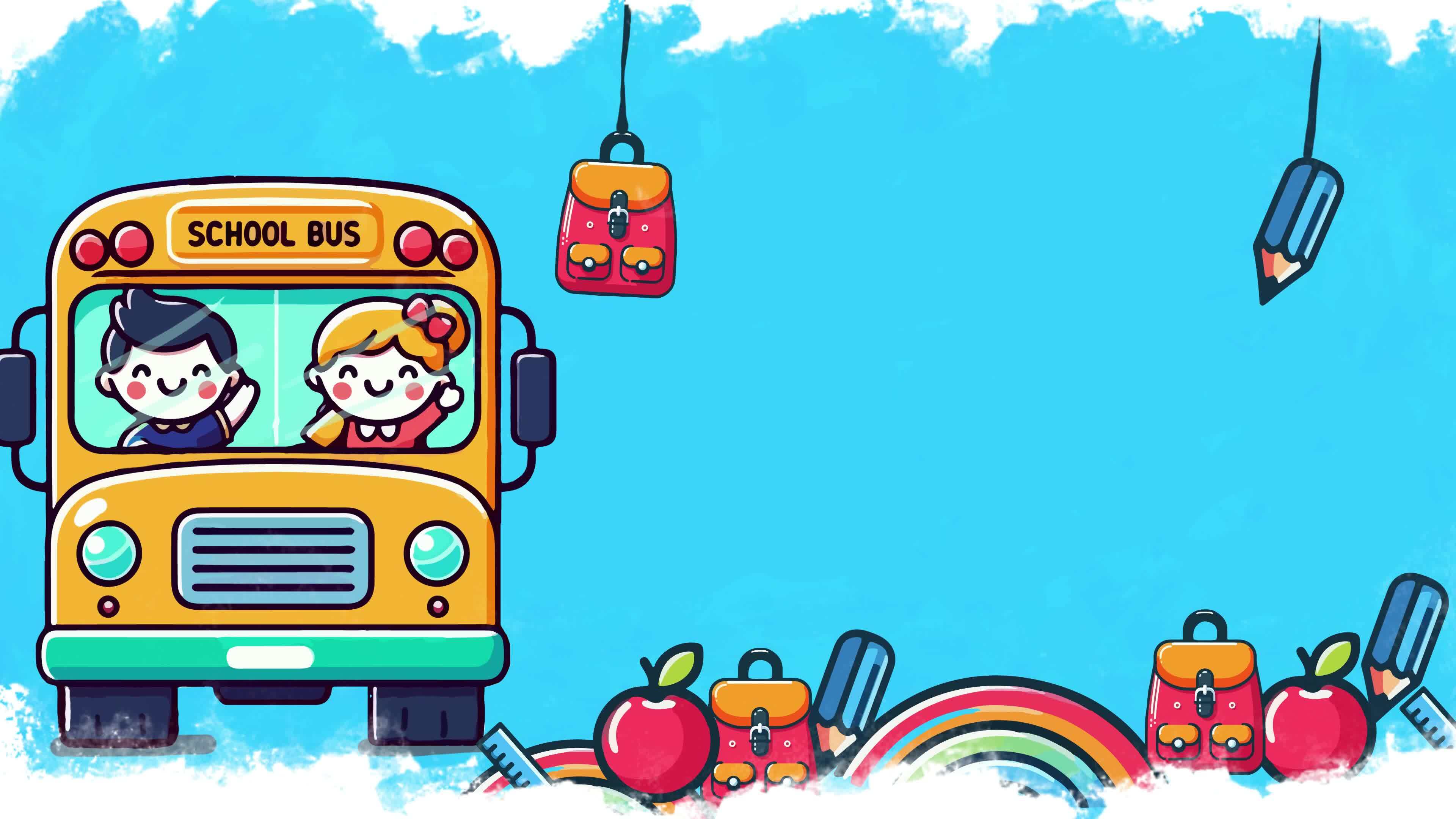 2d School bus animation. Animation for text template. 46869285 Stock ...