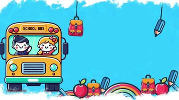 2d School bus animation. Animation for text template. video