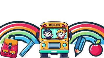 2d School bus animation. Animation for text template. video