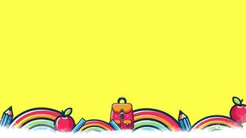 2d backpack School animation. Animation for text template. With yellow background. video
