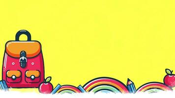 2d backpack School animation. Animation for text template. With yellow background. video